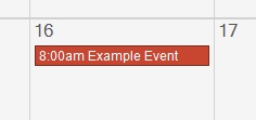 An example event using the default appearance settings for the first calendar.