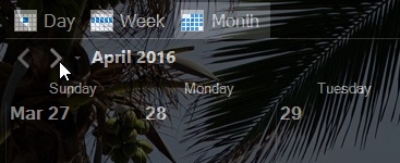 Dates can be navigated by clicking the left or right arrow buttons. The current date(s) will be displayed.