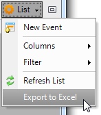 The current list can be exported to a Microsoft Excel file.