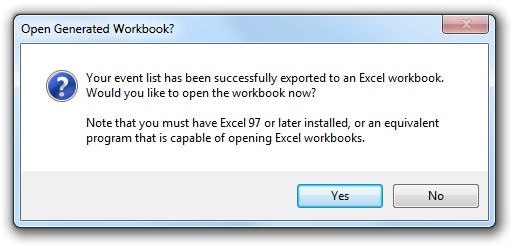 After the export has been completed, you can choose to open the exported spreadsheet.