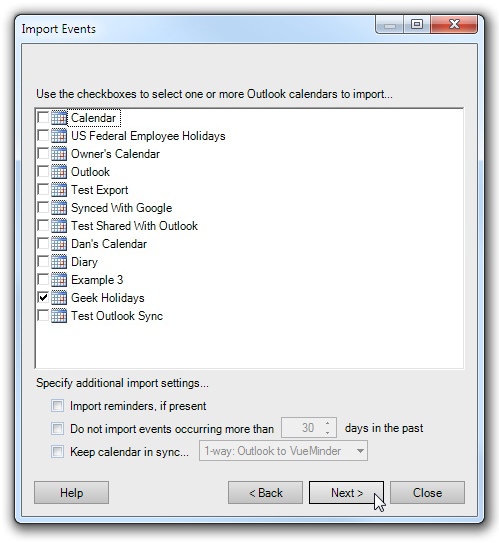 VueMinder Pro And Ultimate Help Import Events From Outlook