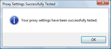 This message is displayed if the proxy settings are correct.